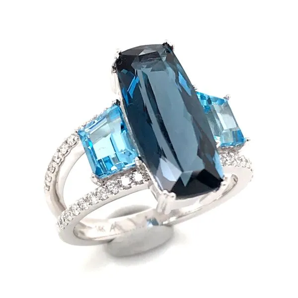 14 Karat White Gold Topaz and Diamond Ring Image 2 Bluestone Jewelry Tahoe City, CA