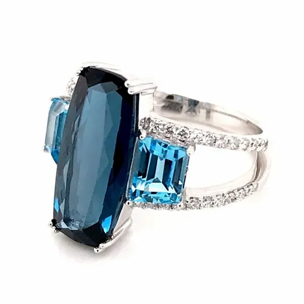 14 Karat White Gold Topaz and Diamond Ring Image 3 Bluestone Jewelry Tahoe City, CA