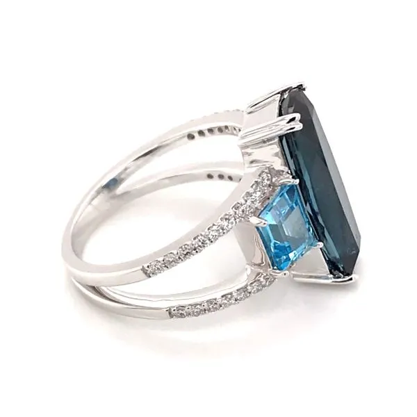 14 Karat White Gold Topaz and Diamond Ring Image 4 Bluestone Jewelry Tahoe City, CA