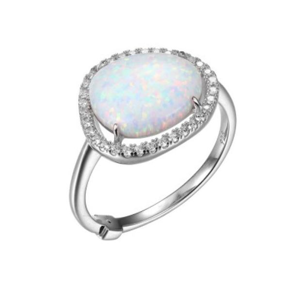 Silver Lab Created Fire & Snow Opal Ring- Size 6 Bluestone Jewelry Tahoe City, CA