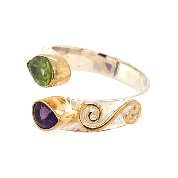 Silver and 22kt YG Ring with African Amethyst and Peridot Image 2 Bluestone Jewelry Tahoe City, CA