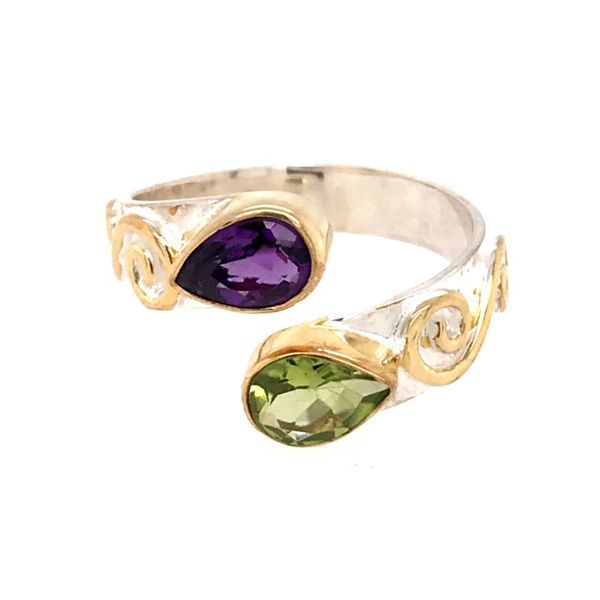 Silver and 22kt YG Ring with African Amethyst and Peridot Bluestone Jewelry Tahoe City, CA