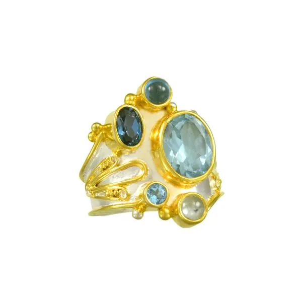 Silver and 22 Karat Yellow Gold Ring with Topaz- Ring size 8 Bluestone Jewelry Tahoe City, CA