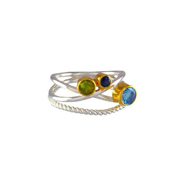 Silver and 22 Karat Yellow Gold Ring with Topazes and Peridot- Ring size 7 Bluestone Jewelry Tahoe City, CA