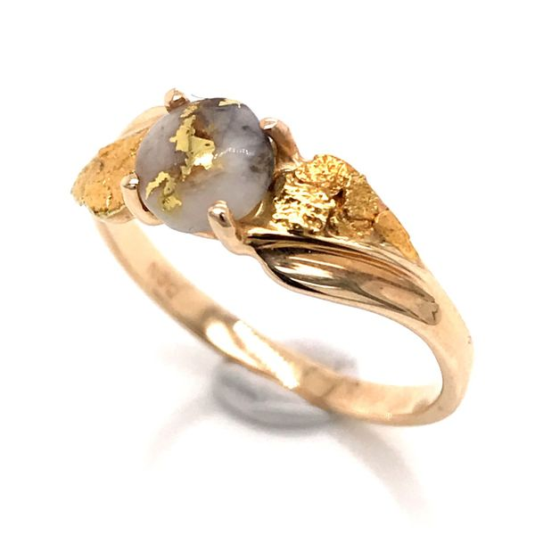 14K Yellow Gold Ring w/ Gold Quartz & Gold Nuggets- Ring size 8 Image 2 Bluestone Jewelry Tahoe City, CA