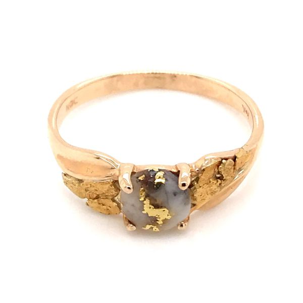 14K Yellow Gold Ring w/ Gold Quartz & Gold Nuggets- Ring size 8 Image 3 Bluestone Jewelry Tahoe City, CA