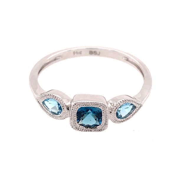 14kt White Gold London Blue and Swiss Blue Topaz Ring Image 2 Bluestone Jewelry Tahoe City, CA