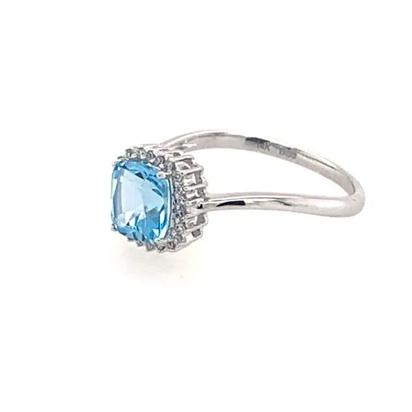 14 Karat White Gold Ring Swiss Blue Topaz and Diamond Ring Image 3 Bluestone Jewelry Tahoe City, CA