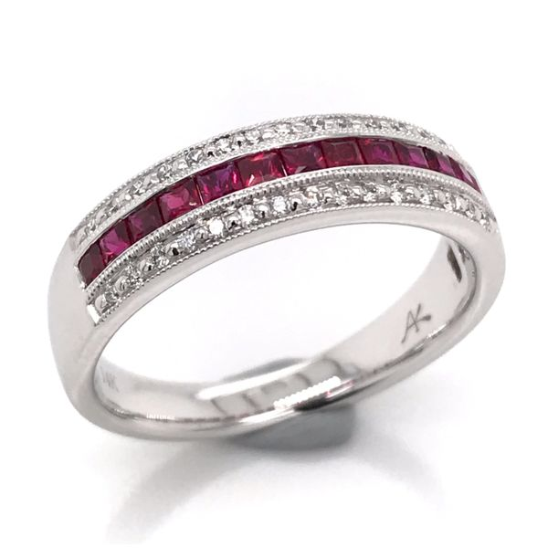 14kt White Gold Ruby and Diamond Ring Bluestone Jewelry Tahoe City, CA