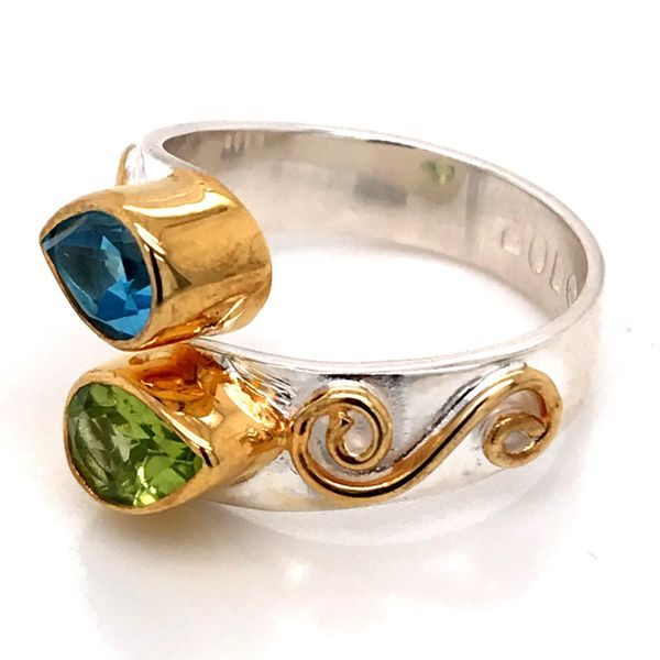 Silver and Gold Vermeil Ring with Peridot and Topaz- Sizee 6 Image 2 Bluestone Jewelry Tahoe City, CA