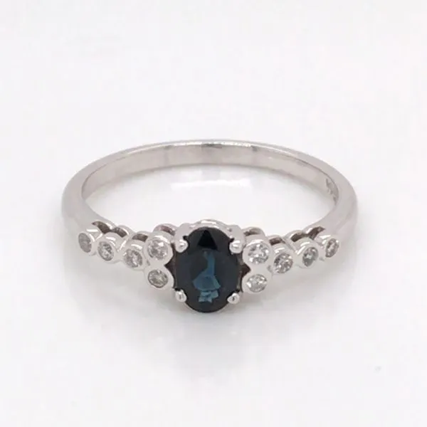 14K White Gold Ring w/ a 0.52ct Blue Sapphire & Round Diamonds Image 2 Bluestone Jewelry Tahoe City, CA