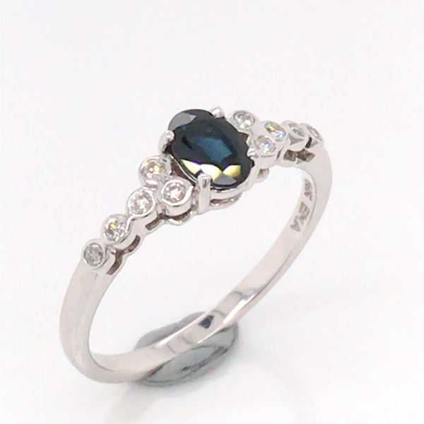 14K White Gold Ring w/ a 0.52ct Blue Sapphire & Round Diamonds Bluestone Jewelry Tahoe City, CA