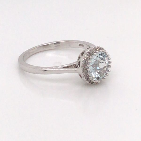14K White Gold Ring w/ an Aquamarine & Round Diamonds (40%OFF) Image 3 Bluestone Jewelry Tahoe City, CA