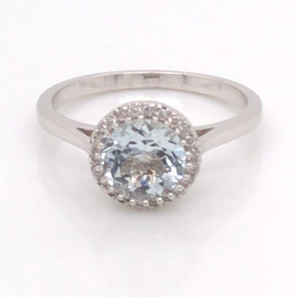 14K White Gold Ring w/ an Aquamarine & Round Diamonds (40%OFF) Bluestone Jewelry Tahoe City, CA