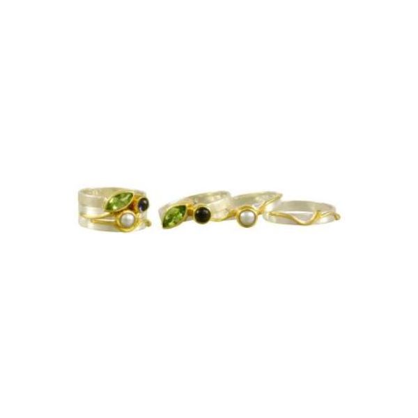 Silver & 22 Karat Yellow Gold Rings with Peridot, Iolite and Pearl Image 3 Bluestone Jewelry Tahoe City, CA
