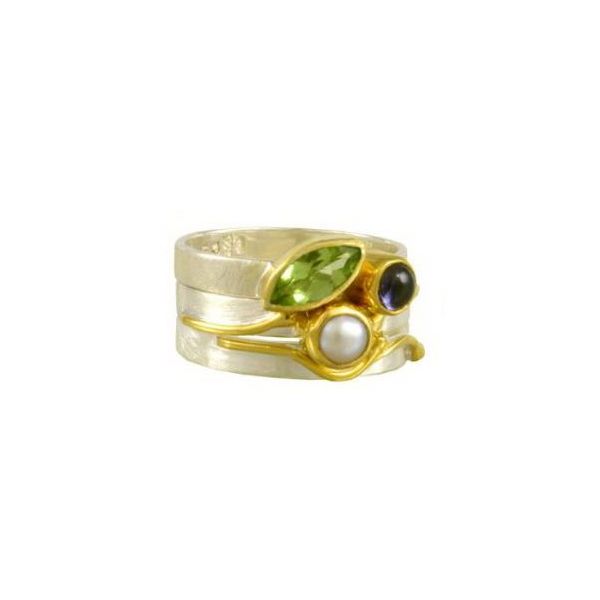 Silver & 22 Karat Yellow Gold Rings with Peridot, Iolite and Pearl Bluestone Jewelry Tahoe City, CA