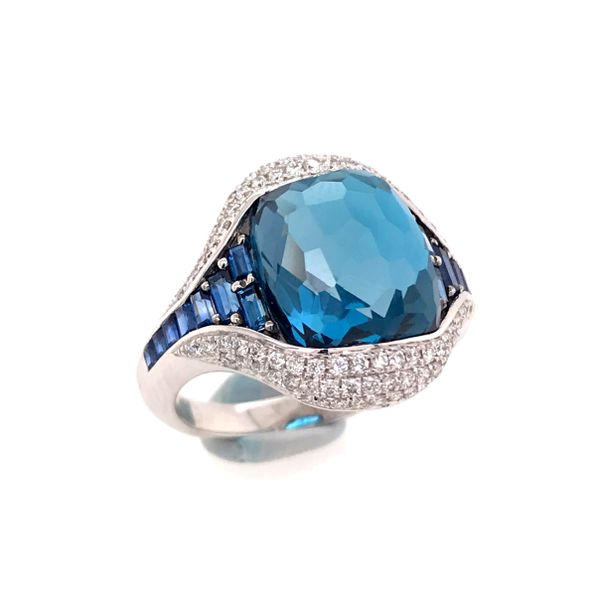 14kt WG London Topaz, Sapphire and Diamond Ring Image 3 Bluestone Jewelry Tahoe City, CA