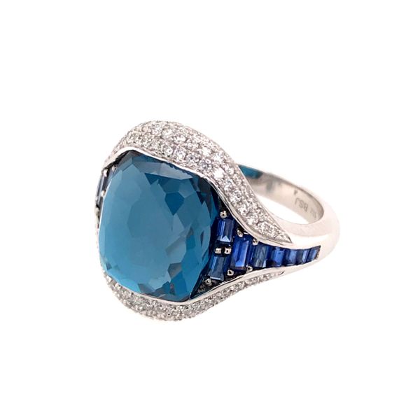 14kt WG London Topaz, Sapphire and Diamond Ring Bluestone Jewelry Tahoe City, CA