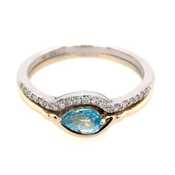 14k Yellow & White Gold Ring with Swiss Blue Topaz and Diamonds Image 3 Bluestone Jewelry Tahoe City, CA