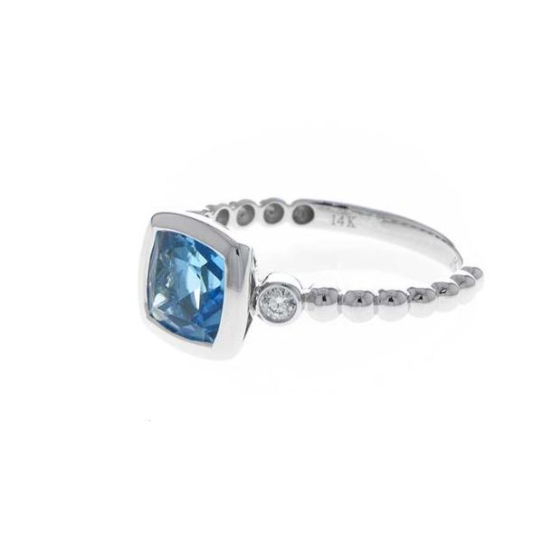 14k White Gold Blue Topaz & Diamond Ring Image 2 Bluestone Jewelry Tahoe City, CA