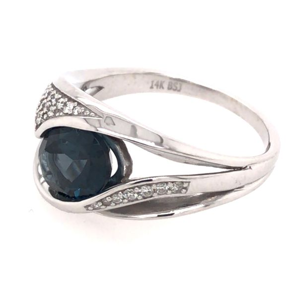 14 Karat White Gold Ring with London Blue Topaz and Diamonds- Size 6 Image 3 Bluestone Jewelry Tahoe City, CA