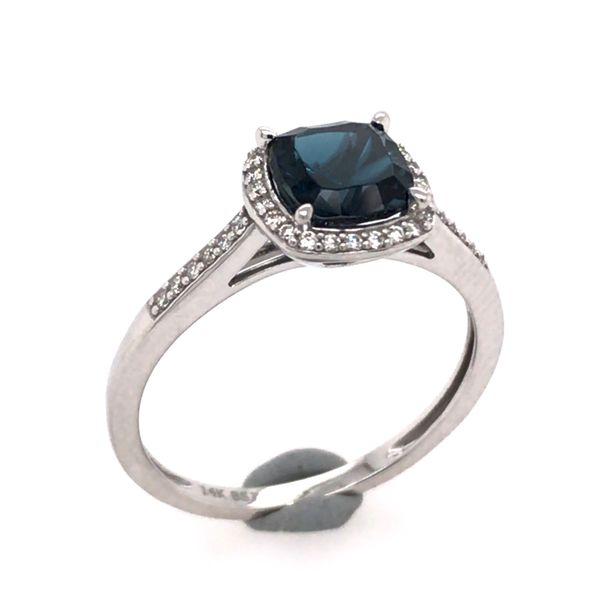 14 Karat White Gold Fashion Ring with London Blue Topaz and Diamonds- Size 7.75 Bluestone Jewelry Tahoe City, CA