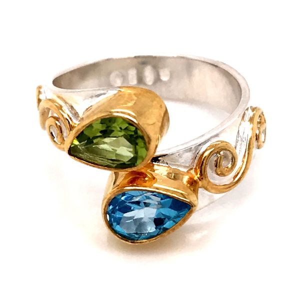 Silver and Gold Vermeil Ring with Peridot and Topaz- Size 7 Bluestone Jewelry Tahoe City, CA