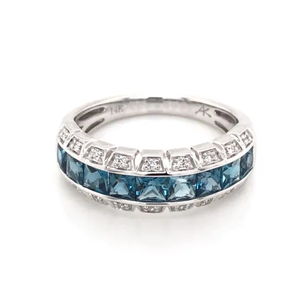 14 Karat White Gold London Blue Topaz and Diamond Ring Image 2 Bluestone Jewelry Tahoe City, CA