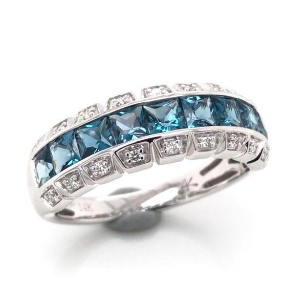 14 Karat White Gold London Blue Topaz and Diamond Ring Bluestone Jewelry Tahoe City, CA