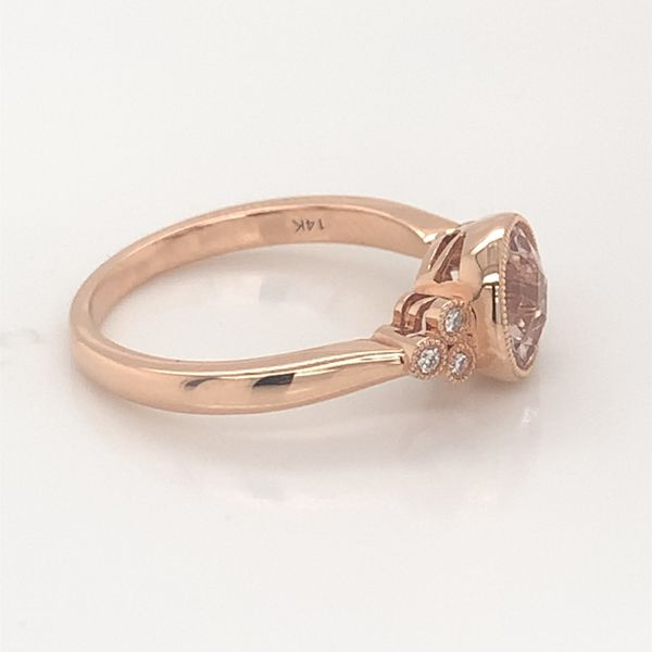 14 Karat Rose Gold Ring with a 1 Carat Morganite & Diamonds Image 3 Bluestone Jewelry Tahoe City, CA