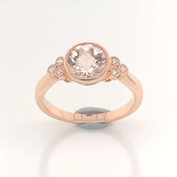 14 Karat Rose Gold Ring with a 1 Carat Morganite & Diamonds Image 4 Bluestone Jewelry Tahoe City, CA