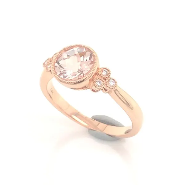 14 Karat Rose Gold Ring with a 1 Carat Morganite & Diamonds Image 5 Bluestone Jewelry Tahoe City, CA