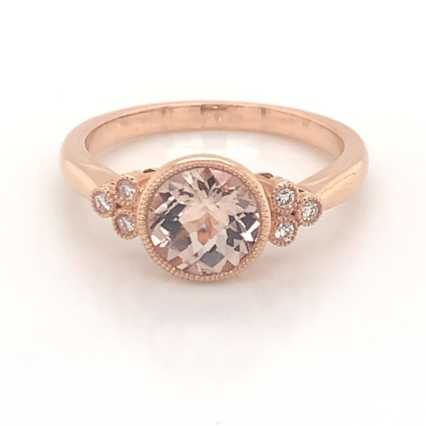 14 Karat Rose Gold Ring with a 1 Carat Morganite & Diamonds Bluestone Jewelry Tahoe City, CA