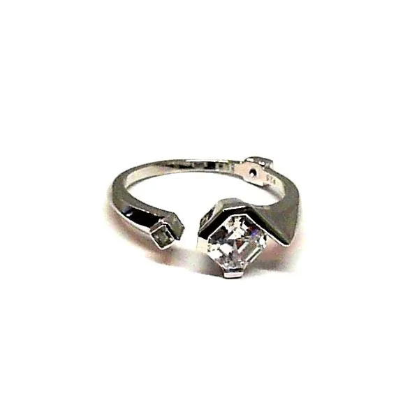 Silver Rhodium Ring with CZ's & Created Ruby (size 9) Image 2 Bluestone Jewelry Tahoe City, CA