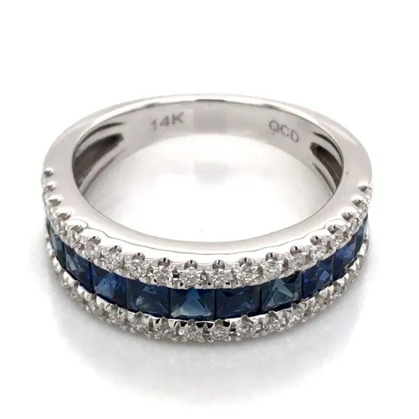 14K White Gold Band with Sapphires and Diamonds Image 3 Bluestone Jewelry Tahoe City, CA