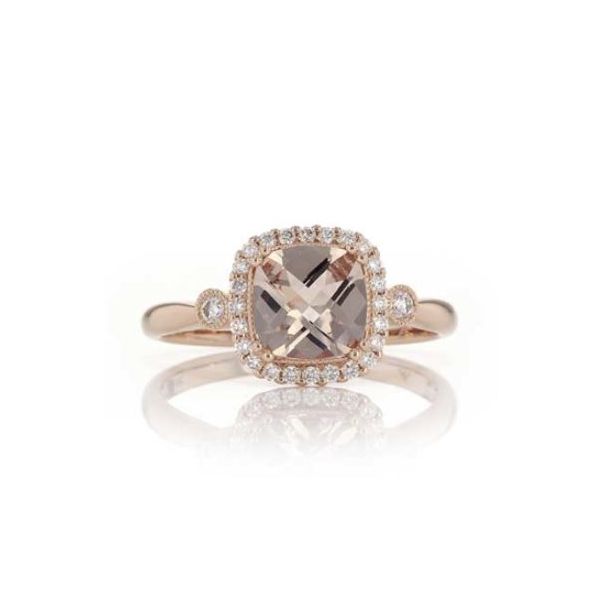 14 Karat Rosé Gold Ring with Morganite and Diamonds- Size 7 Bluestone Jewelry Tahoe City, CA
