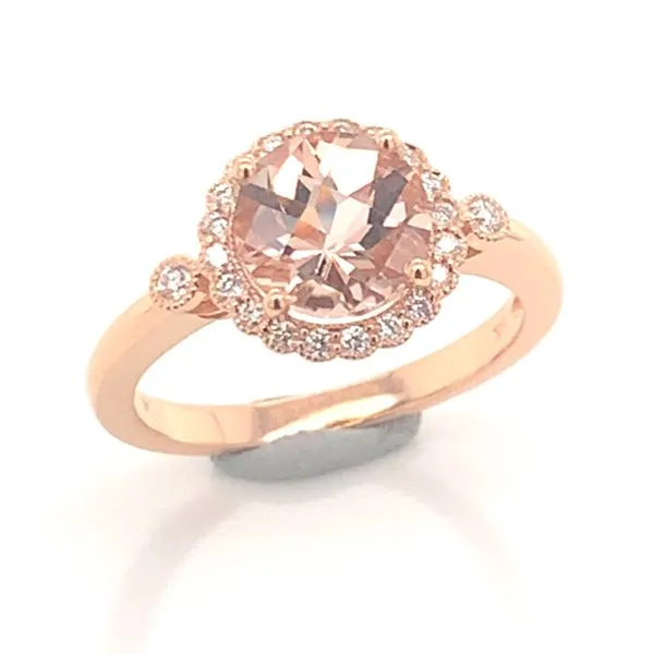 14 Karat Rose Gold Ring with a 1.55 Carat Morganite & Diamonds Image 2 Bluestone Jewelry Tahoe City, CA