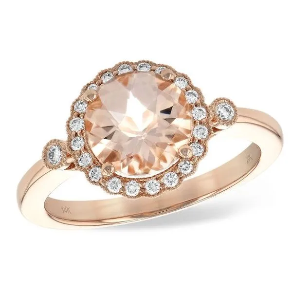14 Karat Rose Gold Ring with a 1.55 Carat Morganite & Diamonds Image 3 Bluestone Jewelry Tahoe City, CA