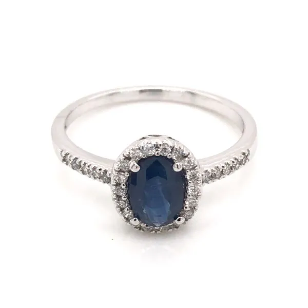 10 Karat White Gold Ring with Blue Sapphire & Diamonds Image 2 Bluestone Jewelry Tahoe City, CA