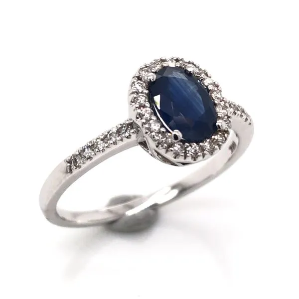 10 Karat White Gold Ring with Blue Sapphire & Diamonds Bluestone Jewelry Tahoe City, CA