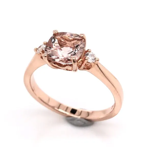 14 Karat Rose Gold Ring with Morganite & Diamonds Image 2 Bluestone Jewelry Tahoe City, CA