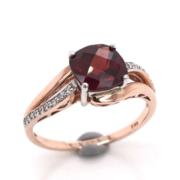 10 Karat Rose Gold Ring with Garnet & Diamonds Bluestone Jewelry Tahoe City, CA