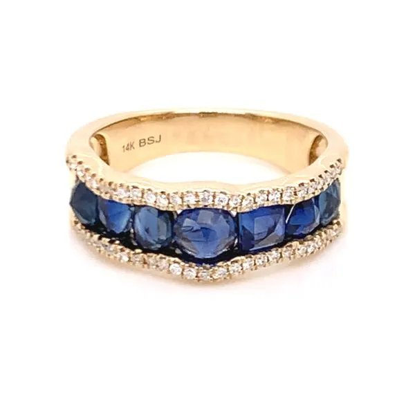 14k White Gold Rose Cut Blue Sapphire and Diamond Ring Image 2 Bluestone Jewelry Tahoe City, CA