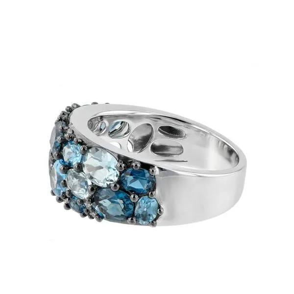 14K White Gold Ring w/ Blue Topaz Gemstones & Diamonds Image 2 Bluestone Jewelry Tahoe City, CA