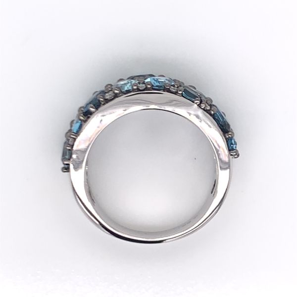 14K White Gold Ring w/ Blue Topaz Gemstones & Diamonds Image 5 Bluestone Jewelry Tahoe City, CA