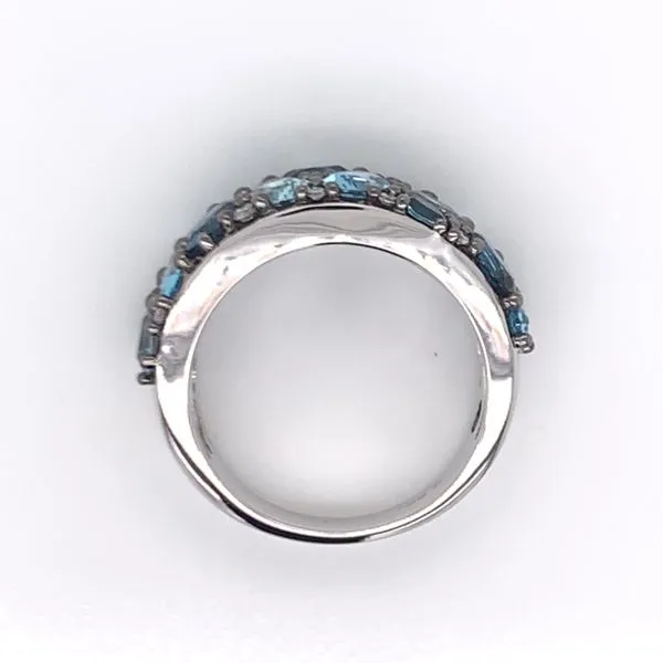 14K White Gold Ring w/ Blue Topaz Gemstones & Diamonds Image 5 Bluestone Jewelry Tahoe City, CA