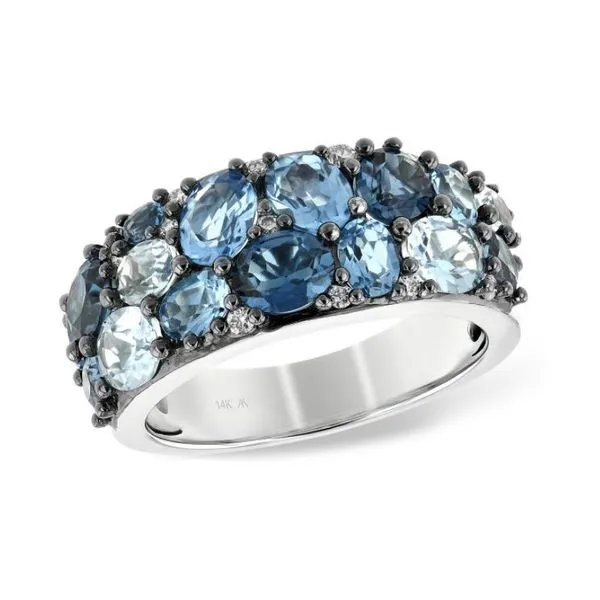14K White Gold Ring w/ Blue Topaz Gemstones & Diamonds Bluestone Jewelry Tahoe City, CA