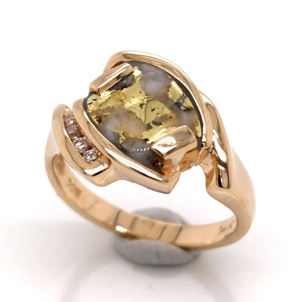 14K Yellow Gold Ring w/ Gold Quartz & Diamonds(size 6.5) Bluestone Jewelry Tahoe City, CA