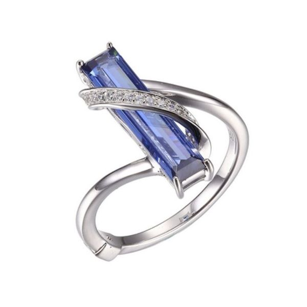 Sterling Silver Rhodium Plated Ring with Tanzanite, Ruby and CZ's (Size 8) Bluestone Jewelry Tahoe City, CA