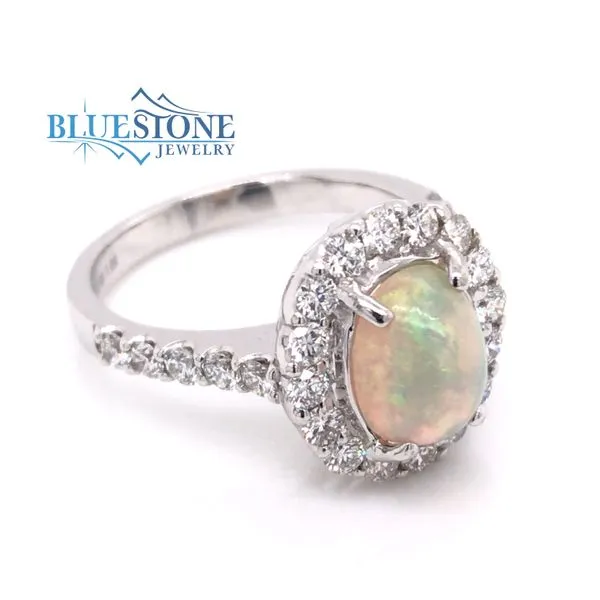 14K White Gold Ring w/ Opal and Diamonds at 0.94cttw(size 6.75) Image 2 Bluestone Jewelry Tahoe City, CA